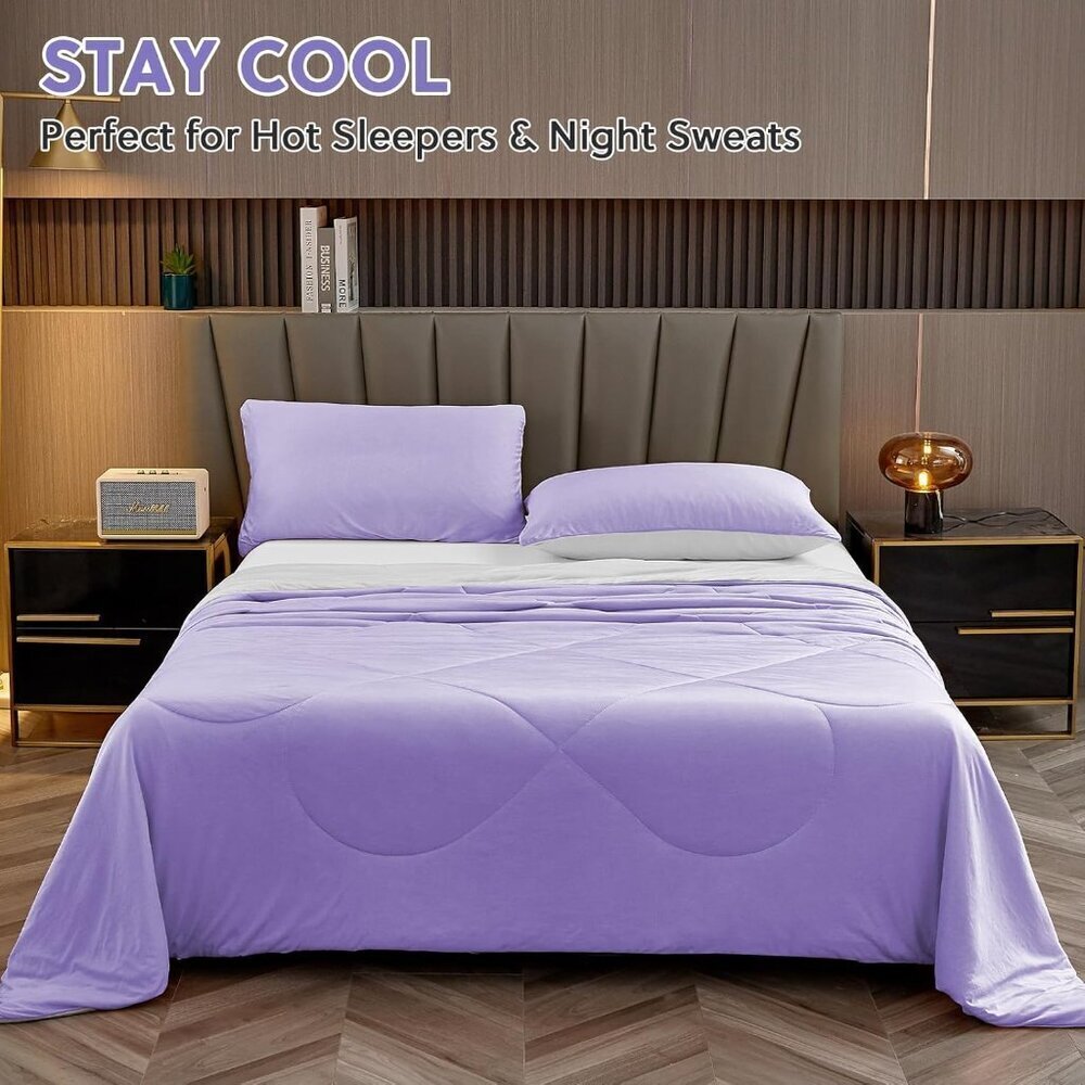 Cooling Comforter King Size, Purple Summer Cooling Blanket - Picture 6 of 7